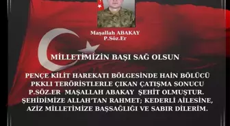 Eskişehir Valisi'nden Şehit Piyade Sözleşmeli Er Maşallah Abakay İçin Taziye Mesajı