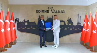 Edirne Valisi Yunus Sezer, Sahil Güvenlik Komutanı Tezel'i Kabul Etti