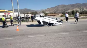 Çorum'da Takla Atan Otomobilin Sürücüsü Yaralandı