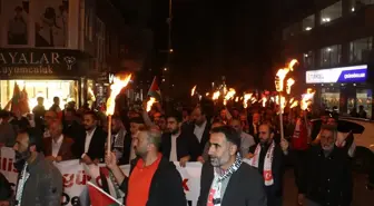 Ağrı'da İsrail Saldırılarına Karşı Protesto Yürüyüşü Düzenlendi