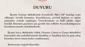 Adana'da Mavi Dil Hastalığı Nedeniyle Karantina