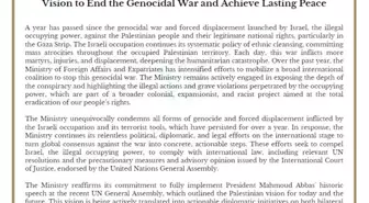 Filistin Dışişleri Bakanlığı'ndan İsrail'in İşgali ve Soykırımı Kınama Açıklaması