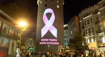 Galata Kulesi, Meme Kanseri Farkındalık Ayı İçin Pembe Kurdeleyle Aydınlatıldı