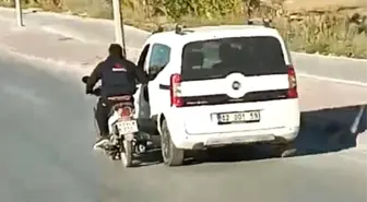 Konya'da Motosiklet Sürücüsünün Tehlikeli Yolculuğu Kamerada