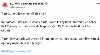 MSB, Irak'ın Kuzeyinde 8 PKK'lı Teröristi Etkisiz Hale Getirdi