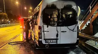 Giresun'da Yolcu Minibüsü Yandı