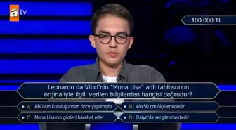 Leonardo da Vinci'nin Mona Lisa adlı tablosunun orijinaliyle ilgili verilen bilgilerden hangisi doğrudur? Kim Milyoner Olmak İster!