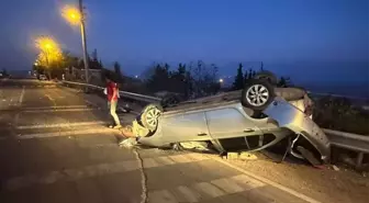 Gaziantep'te Ani Manevra Sonucu Takla Atan Otomobilin Sürücüsü Yaralandı