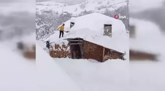 Artvin'de Köylüler 1 Metre Karı Temizlemek İçin Gece Gündüz Çalışıyor