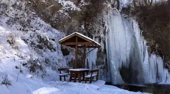 Bayburt'ta hava sıcaklığı eksi 20 derece: Sarıkayalar Şelalesi buz tuttu