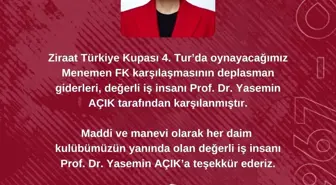 Elazığspor'un Deplasman Giderleri Prof. Dr. Yasemin Açık Tarafından Karşılandı