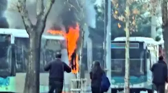 Kayseri'de Özel Halk Otobüsünde Yangın Çıktı