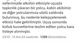 Alkollü Yolcunun Uçaktaki Saldırgan Tavırları Polise Teslimle Sona Erdi