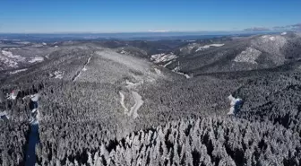 Ilgaz Dağı Milli Parkı'nın Karlı Manzarası Havadan Görüntülendi