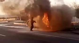 Konya'da Süt Tankerinde Yangın Çıktı