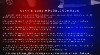 Bingöl'de 29 Yıl Hapis Cezası Olan Şahıs Yakalandı