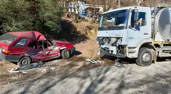 Çan'da Süt Tankeri ile Otomobilin Çarpışması: 1 Yaralı