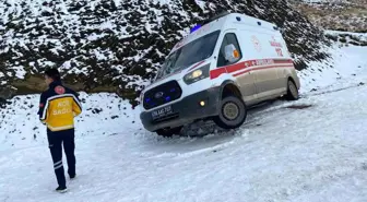 Siirt'te Yoğun Kar Yağışı Mahsur Kalan Ambulansı Kurtardı