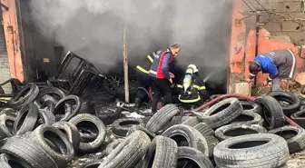 Hatay'da Lastikçi Dükkanında Yangın