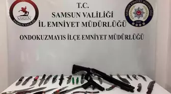 Samsun'da Ruhsatsız Silah ve Bıçaklar Ele Ge geçirildi