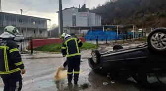 Zonguldak'ta Ters Dönmüş Araç Kazası