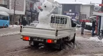 Keşan'da Kardan Adam Şehir Turu Viral Oldu