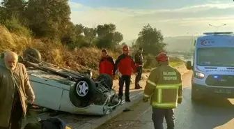 Bandırma'da Takla Atan Araçta Sürücü Yaralandı