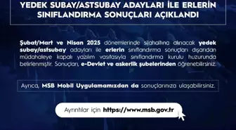 2025 Yedek Subay ve Astsubay Sınıflandırma Sonuçları e-Devlet'te Açıklandı