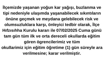 Bursa'nın Büyükorhan ve Orhaneli ilçelerinde eğitime 1 gün ara verildi