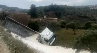 Hatay'da Hafriyat Kamyonu Zeytin Bahçesine Uçtu