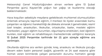 Kayseri'de Eğitime Kar Engeli: 1 Gün Ara Verildi