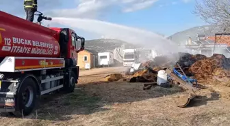 Bucak'ta Çiftlikte Yangın: Bin Saman Balyası Yandı