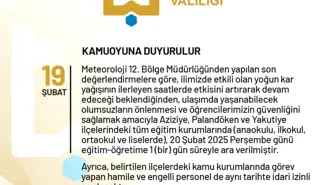 Erzurum'da Yoğun Kar Yağışı Nedeniyle Eğitime Ara Verildi