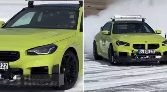 Kenan Sofuoğlu'nun 5 yaşındaki oğlu, karlı zeminde drift attı