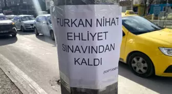 Eskişehir'de Direğe Asılan Şaka: 'Furkan Nihat ehliyet sınavından kaldı'