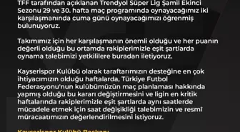 Kayserispor, Hatayspor Maçının Saat Değişikliği İçin TFF'ye Başvurdu