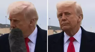 Trump'ın ağzına mikrofon çarptı! Önce durdu sonra muhabire ters ters baktı