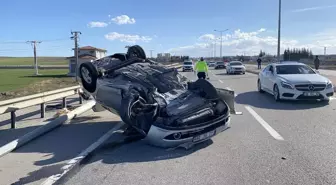 Konya'da Takla Atan Otomobilde Sürücü Ağır Yaralandı