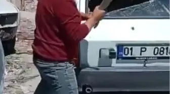 Otomobil Boyası Dökülen Adam Sinir Krizi Geçirip Aracını Parçaladı