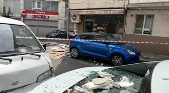 Tekirdağ'da Apartmanın Dış Cephe Kaplaması Düştü