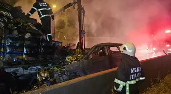Adana'da Zincirleme Kaza: Otomobil Alev Aldı