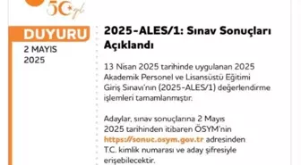2025 ALES/1 Sonuçları Açıklandı