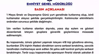 1 Mayıs'ta İzinsiz Gösteri Yapan 418 Kişi Gözaltına Alındı