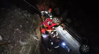 Erzurum'da Otomobil Dereye Düşerek Ters Döndü: 3 Yaralı