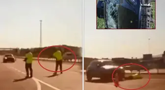 'Dur' ihtarına uymayıp polise çarpan sürücü menfezde yakalandı