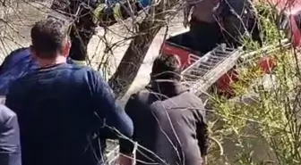 Erzurum'da Dereye Uçan Otomobildeki Sürücü Kurtarıldı