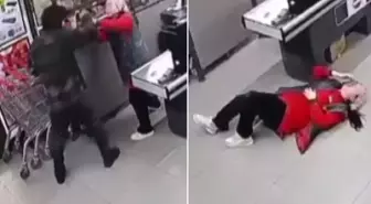 Zincir markette çalışan kasiyeri böyle darbetti