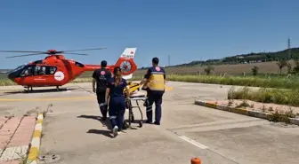 Ağaçtan Düşen Vatandaş Ambulans Helikopterle Hastaneye Sevk Edildi