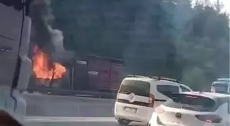 Bursa'da Canlı Hayvan Yüklü Kamyon Alev Alev Yandı