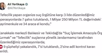 Çanakkale Merkezli Tefeci Operasyonunda 9 Şüpheli Yakalandı